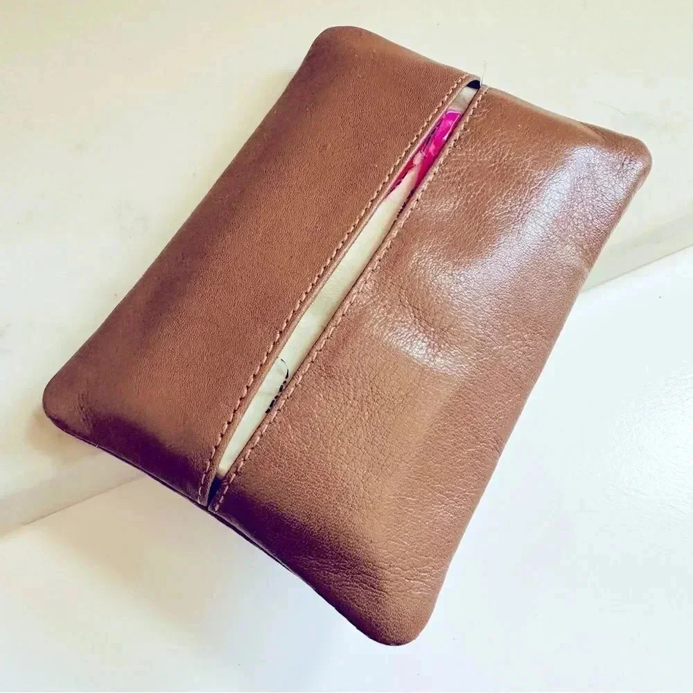 Vintage Unisex Christian Dior Embossed Logo Leather Tissue Holder For Purse - Picture 6 of 7